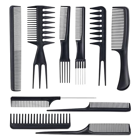 Styling Hair Comb 10PCS Hair Stylists Professional Styling Comb Set Variety Pack Great for All Hair Types & Styles