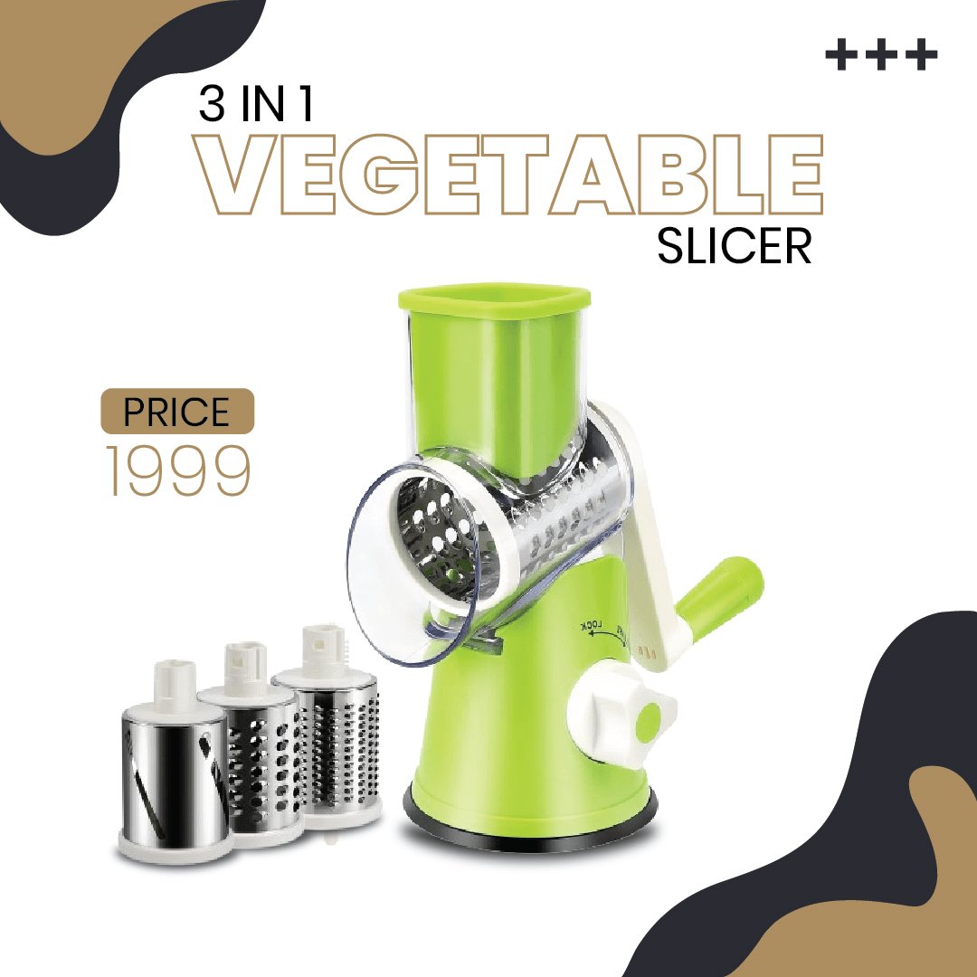 3-in-1 Rotary Cheese & Food Grater – Stainless Steel Manual Slicer