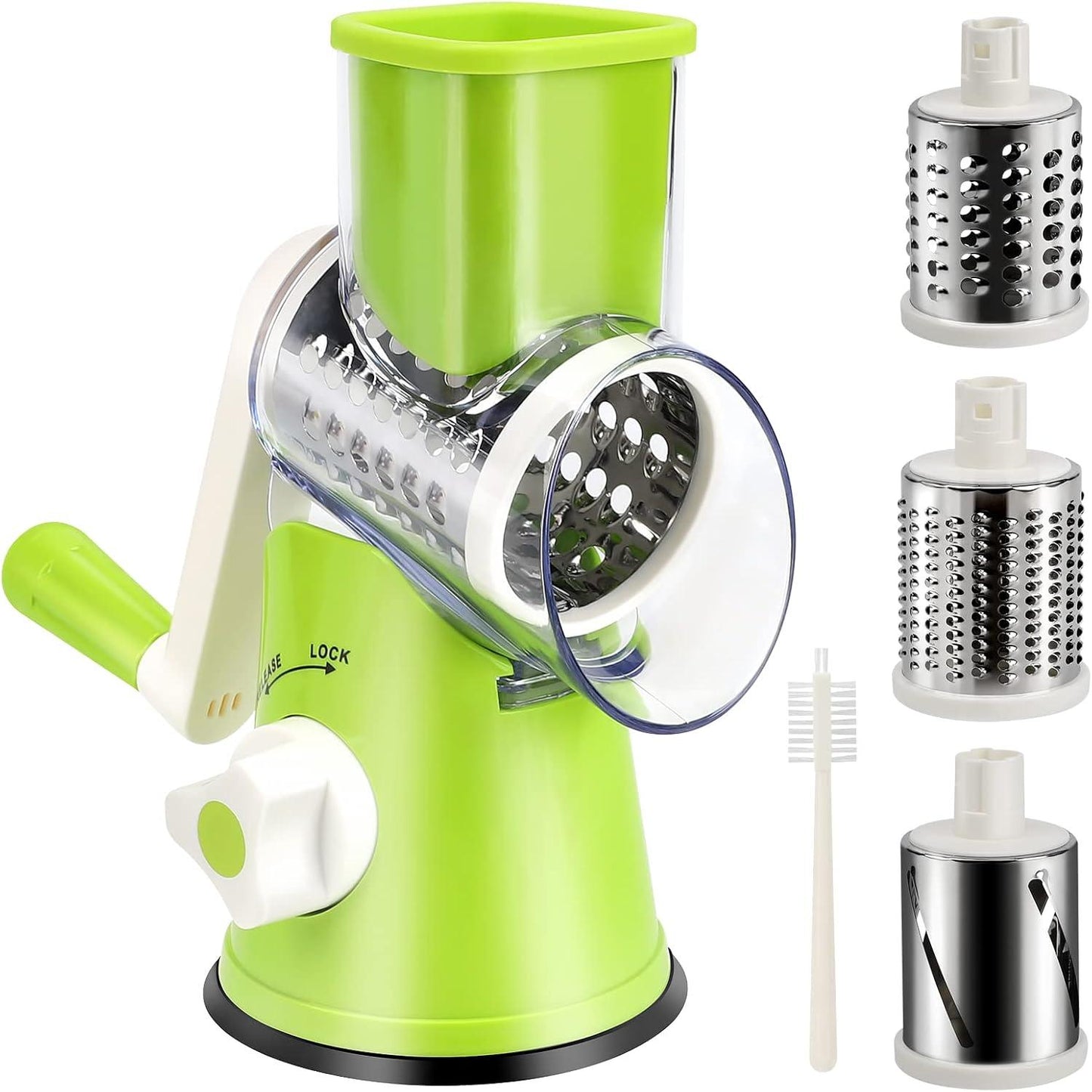 3-in-1 Rotary Cheese & Food Grater – Stainless Steel Manual Slicer