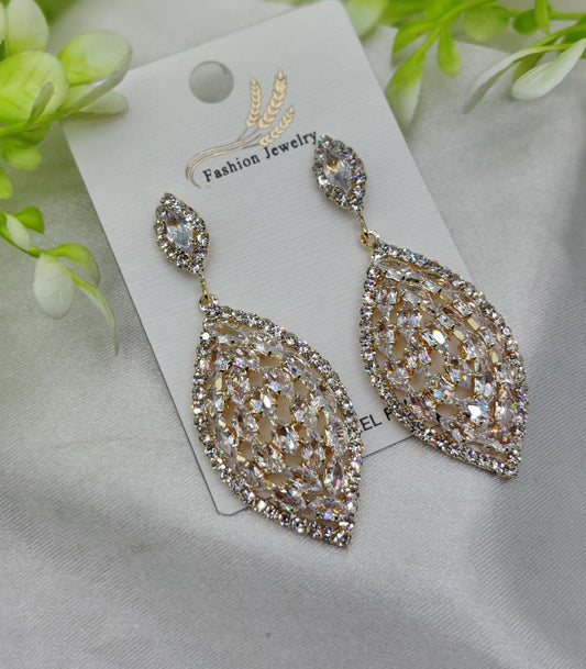 Imported Luxury Crystal Drop Earrings – Intricately Designed For Elegance – Luxurious Gold Finish | Best Quality Artificial Earrings For Girls & Women