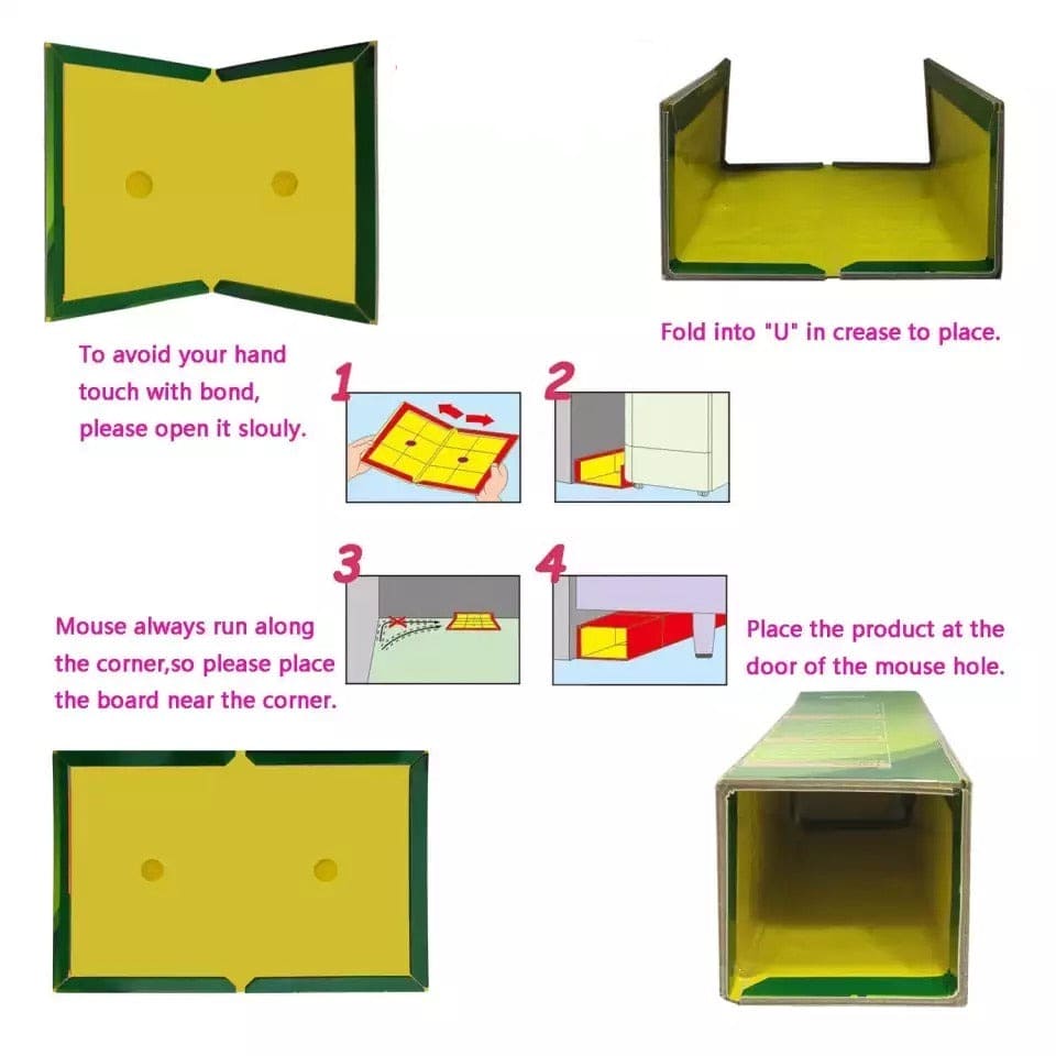 Mouse Trap Glue Pad, Sticky Rat Mouse Board, Mouse Rat Snake Bugs Mice Catcher, Mouse Catcher Glue Board, Mice Professional Strength Glue And Foldable Cardboard