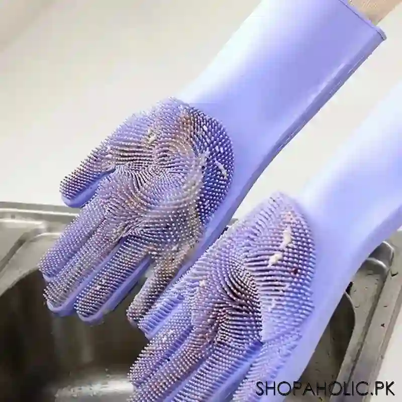 Multipurpose Silicone Cleaning Gloves with Scrubber for Dishwashing, Car Wash, Kitchen and Bathroom